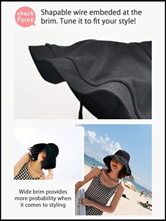 Wide Brim Bucket Hat UPF50+ Adjustable Foldable Travel Beach Sun Protection main image 6
